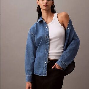 Calvin Klein - Relaxed Denim Button-Down Shirt - Size Small